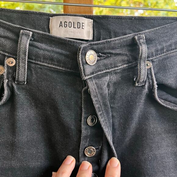 Agolde Women's Nico Jean High Rise Slim Fit Black Button Fly Size 27 - Picture 4 of 7